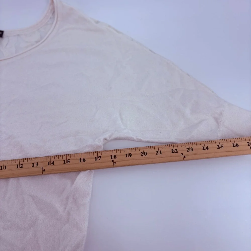American Eagle‎ Lace Front Knit Sweater Off White Womens M Batwing Sleeve